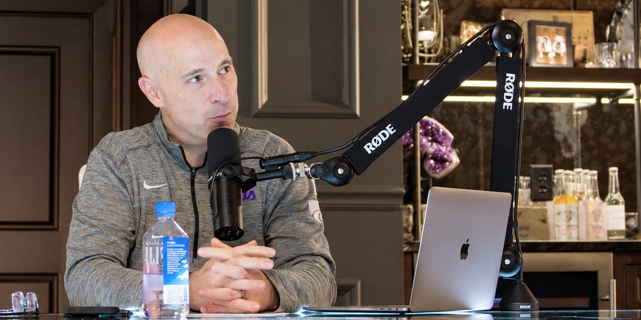 Vaughn Kohler recording the podcast
