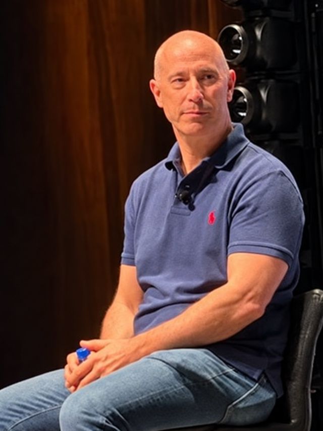 Vaughn Kohler listening during a conversation on stage
